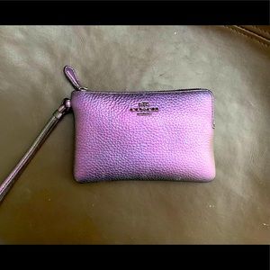 Coach color shift leather wristlet